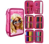 CARTOON Federmäppchen mit 3 Reißverschlüssen, 44 Stück, Schreibwaren, mehrere Fächer, Stifte, Buntstifte, Filzstifte, Giotto für die Schule, Barbie, 19.5 x 12.5 x 7 cm, mäppchen