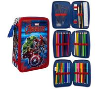 CARTOON Federmäppchen mit 3 Reißverschlüssen für die Schule, 44 Stück, Schreibwaren, Stifte Papermate, Filzstifte Giotto, Zubehör für Kinder und Jugendliche, Avengers, mäppchen