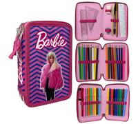 CARTOON Federmäppchen mit 3 Reißverschlüssen für die Schule, 44 Stück, Schreibwaren, Stifte Papermate, Filzstifte Giotto, Zubehör für Kinder und Jugendliche, Barbie, mäppchen