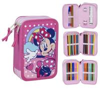 CARTOON Federmäppchen mit mehreren Fächern, 3 Reißverschlüssen, für die Schule, komplett mit Stiften, Bleistiften, Farben, Filzstiften, Minnie (2), mäppchen
