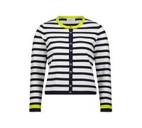 Strickjacke CARTOON "Damen mit Rundhalsausschnitt", Damen, Gr. 44, blau, weiß, Obermaterial: 55% Viskose, 30% Polyester, 15% Polyamid, relaxed fit normal, Rundhals, Strickjacken Strickjacke (52207250-