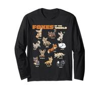Cartoon Foxes of The World Breeds Animals Lover Cute Fox Langarmshirt