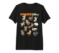 Cartoon Foxes of The World Breeds Animals Lover Cute Fox Premium T-Shirt