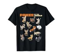Cartoon Foxes of The World Breeds Animals Lover Cute Fox T-Shirt
