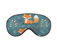 Cartoon Fuchs Muster Augenmaske, Seitenschlafmaske Licht Augenbinde Schlafmaske Nasenpolster und Gummiband für Kinder Frauen Männer