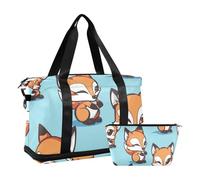 Cartoon-Fuchs-Workout-Tasche, Tragetasche mit verstellbarem Riemen für Workout, faltbar, Cartoon-Fuchs, 1 size