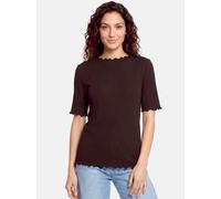 Kurzarmshirt CARTOON "Damen mit Kragen", Damen, Gr. 36, braun (dunkelbraun), Obermaterial: 95% Baumwolle, 05% Elasthan, tailliert normal, Shirts (41606821-36) dunkelbraun