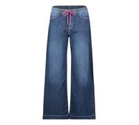 Slim-fit-Jeans CARTOON "Cartoon Casual-Hose mit weitem Bein", Damen, Gr. 38, Normalgrößen, blau (dunkelblau denim), Obermaterial: 98% Baumwolle, 02% Elasthan., modisch, ausgestellt, Jeans (77191320-38
