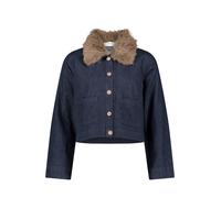Jackenblazer CARTOON "Damen mit Kunstfellkragen", Damen, Gr. 40, blau (patch blau, braun), Obermaterial: 100% Baumwolle, gerade normal, Blazer (34267519-40) patch blau, braun