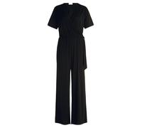 Cartoon Damen Jumpsuit mit Bindegürtel V-Ausschnitt weit Schwarz Größe 40