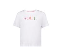 Cartoon Damen Kurzarm-Shirt mit Rundhalsausschnitt Patch Cream/Pink,42