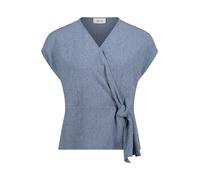 Kurzarmshirt CARTOON "Damen mit Raffung", Damen, Gr. 42, blau (stonewash), Obermaterial: 82% Polyester, 16% Viskose, 2% Elasthan, figurumspielend normal, V-Ausschnitt, Shirts (29260013-42) stonewash