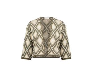 CARTOON - Kurze Strickjacke im Boxy Fit mit Jacquardmuster grün - Gr. - 34