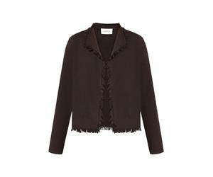 CARTOON - Kurze Strickjacke mit Fransen braun - Gr. - 42