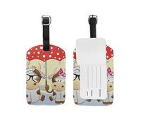 Cartoon Liebe Rinder Kuh Kofferanhänger mit Adressschild Lustig Leder Gepäckanhänger ID Etikett mit Namenschild für Reise Koffer Tasche(3PACK)