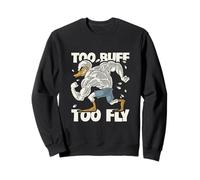 Cartoon Muskuläre Ente Too Buff Too Fly Lustiges Workout Sweatshirt