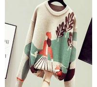 Cartoon Muster Langarm Strickpullover, elegante Textur Strick Top, Damen Bekleidung, ohne Rock, Frühlingssaison Casual
