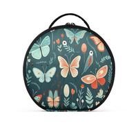 Cartoon-Muster Süße Schmetterlinge Reißverschluss Kulturbeutel Rund Kosmetiktasche Kreativ Make up Taschen mit Verstellbaren Trennern für Mädchen