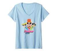 Cartoon Network The Powerpuff Girls Logo With Snowflakes T-Shirt mit V-Ausschnitt