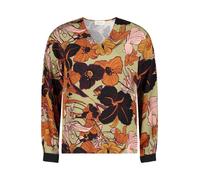 Cartoon Oversize-Bluse Damen mit Rippbündchen Brown/Green Größe 40