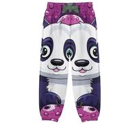 Cartoon Panda Lila Frucht Jogginghose für Kleinkinder Lässige Trainingshose Sportbekleidung für Kinder