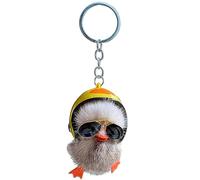 Cartoon Plüsch Enten Schlüsselanhänger für Auto Schlüsselanhänger, modische Ketten, Helmringe mit Sonnenbrille, kleines Geschenk, Schlüsselanhänger, Plüsch Helm Schlüsselanhänger für Auto, Handtaschen