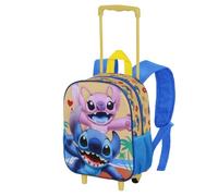 CARTOON Rucksack mit Trolley-Rucksack mit geprägten Bildern für Kindergarten, 34 cm, Tasche mit Rädern und ausziehbarem Griff, 3D-Figur, Stitch E Angel, Kindergartenrucksack Trolley