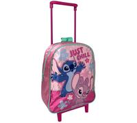 CARTOON Rucksack mit Trolley Schultasche Kindergarten Rucksack 28 cm mit Rollen und ausziehbarem Griff, Stitch E Angel, pappe