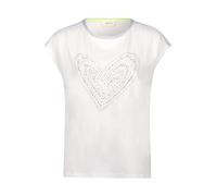 cartoon Damen Oberteil mit Rundhalsausschnitt, platziertes Muster, Patch Cream/Silber, 36