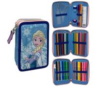 CARTOON Schulmäppchen mit 3 Reißverschlüssen, 3 Fächer, mit mehreren Fächern, 44 Stück, Farben Giotto Schreibwaren für Kinder, Frozen 1, Taschen-Organizer