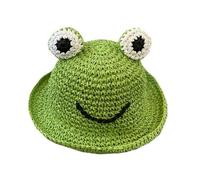 Cartoon Sonnenhut für Kinder mit Froschmotiv, Grün, Strohhut