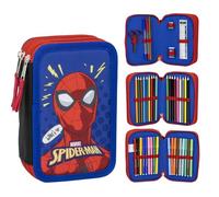 CARTOON Spiderman Marvel Federmäppchen mit mehreren Fächern, 3 Reißverschlüssen, für die Schule, 44 Stück, Spiderman (1), mäppchen