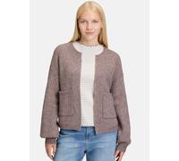 Strickjacke CARTOON "Cartoon Damen Strick-Cardigan mit Taschen", Damen, Gr. 34, lila (schwarz aubergine), Obermaterial: 62% Polyester recycelt, 25% Polyacryl, 6% Polyester metallisiert, 4% Wolle, 3% P