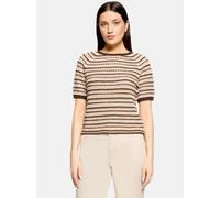 Kurzarmshirt CARTOON "Damen mit Rundhalsausschnitt", Damen, Gr. 36, braun, cream, Obermaterial: 65% Polyester, 35% Baumwolle, regular fit normal, Rundhals, Shirts (29522164-36) braun, cream