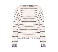 Cartoon Damen Strickpullover mit U-Boot-Ausschnitt 40, Dunkelblau/Weiß