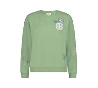 Cartoon Sweatshirt Damen mit Rippbündchen und Patch Mint/Blue Größe 36