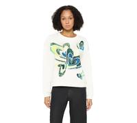 Cartoon Sweatshirt Damen mit Rippbündchen Patch Cream/Green Größe 38