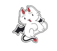 Cartoon Teufel Engel Puss Design Brosche Schwarz Weiß | Lustiges Statement Abzeichen für Rucksack Geldbörsen Schal Bastelarbeiten, Anstecknadel aus leichter Legierung