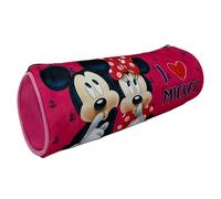 CARTOON Tombolino Federmäppchen, rund, Schule, Schreibwaren, Organizer, Stiftehalter, Buntstifte, Rosa, 22 x 8 x 8 cm, Minnie und Mickey Mouse