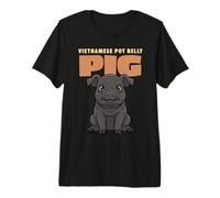 Cartoon Vietnamesischer Topf Bauch Schwein Bauernhof Tierliebhaber Niedliche Schweine Premium T-Shirt