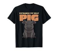 Cartoon Vietnamesischer Topf Bauch Schwein Bauernhof Tierliebhaber Niedliche Schweine T-Shirt