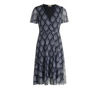Volantkleid CARTOON "Damen mit Rüschen", Damen, Gr. 38, Normalgrößen, blau (dunkelblau, blau), Obermaterial: 95% Polyester, 5% Elasthan, figurbetont kurz, V-Ausschnitt, Kleider (51166221-38) dunkelbla