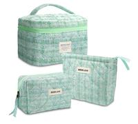 Carttiya 3er Set Kosmetiktasche Kulturtasche Damen, Reise Kulturbeutel Make Up Tasche Cosmetic Bag, Groß Tragbare Schminktasche Makeup Bag für Mädchen Frauen (Grün)