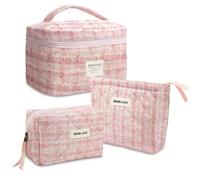 Carttiya 3er Set Kosmetiktasche Kulturtasche Damen, Reise Kulturbeutel Make Up Tasche Cosmetic Bag, Groß Tragbare Schminktasche Makeup Bag für Mädchen Frauen (Rosa)