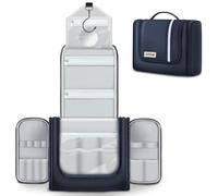 Carttiya Kulturbeutel zum Aufhängen, Reise Kulturbeutel Herren mit Spiegel, Groß Wasserabweisend Kosmetiktasche Kulturtasche Waschtasche Cosmetic Bag mit Haken für Damen und Herren (Blau)