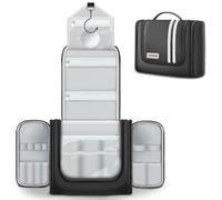 Carttiya Kulturbeutel zum Aufhängen, Reise Kulturbeutel Herren mit Spiegel, Groß Wasserabweisend Kosmetiktasche Kulturtasche Waschtasche Cosmetic Bag mit Haken für Damen und Herren (Schwarz)