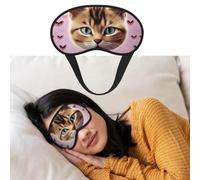 Carttoon Katzenaugenmaske zum Schlafen, weicher Satin, Schlafschutz, Augenbinde mit elastischem Band, Reise-Nickerchen, Verdunkelung, Augenschutz für Damen und Herren