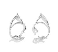 Carufin Gothic Hollow Out Katzenohr Kontur Elf Ohrclip Retro Ohrringe Cosplay Ohrwickel Ohren Clips Schmuck für Teen Frauen (Silber)