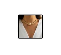 Carufin Hip-Hop Kugel Anhänger Halskette Armbänder Multi-layer Chunky Choker Halsketten Dicke Ketten Schmuck für Frauen und Mädchen (Gold Halskette)