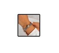 Carufin Hip-Hop Kugel Anhänger Halskette Armbänder Multi-layer Chunky Choker Halsketten Dicke Ketten Schmuck für Frauen und Mädchen (Silber Armband)